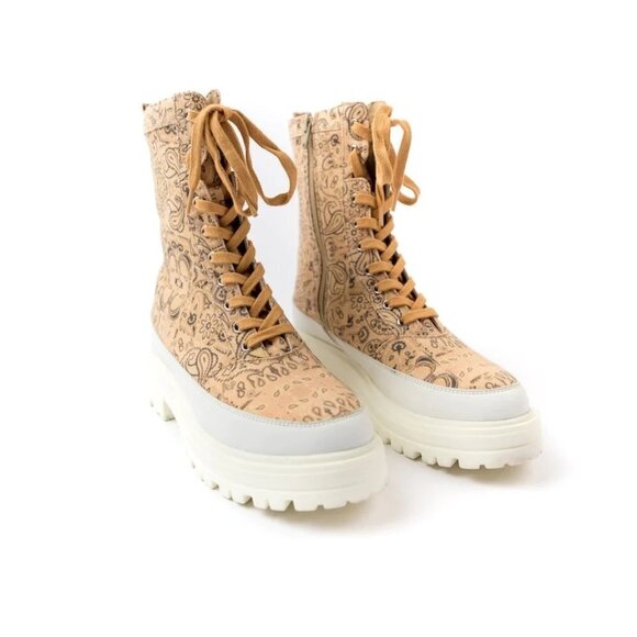 NWOT Free People jacquard print canvas lug sole lace-up "hiker" boots, EU 40 - Picture 6 of 16